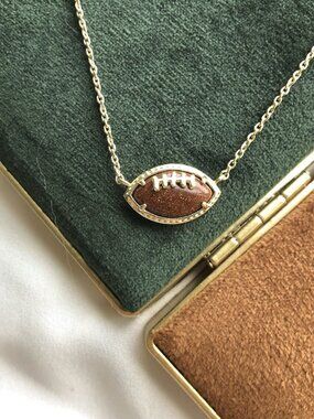 Kendra Scott Gold Football Orange Goldstone Short Necklace